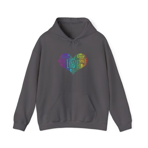 Love Heart Hoodie – Unisex Colorful Word Art Design – Cozy & Stylish Sweatshirt Sizes S to 5Xl