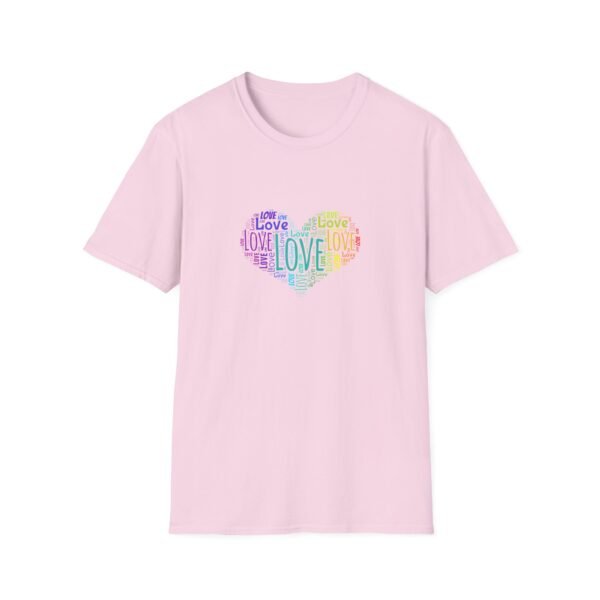 8162377036935018830_2048.jpeg Love Heart T-Shirt – Colorful Word Art Design – Unisex Tee XS-5XL