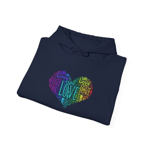Love Heart Hoodie – Unisex Colorful Word Art Design – Cozy & Stylish Sweatshirt Sizes S to 5Xl