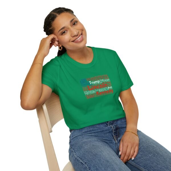 Patriotic American Flag Unisex T-Shirt Featuring U.S. Presidents' Surnames Sizes XS to 5XL
