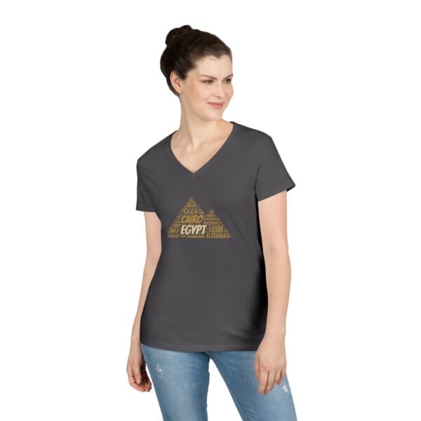 Egypt Pyramid Typography Women’s V-Neck T-Shirt – Egyptian Cities Design Small to 3XL