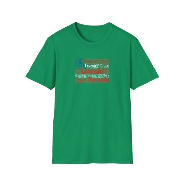 Patriotic American Flag Unisex T-Shirt Featuring U.S. Presidents' Surnames Sizes XS to 5XL