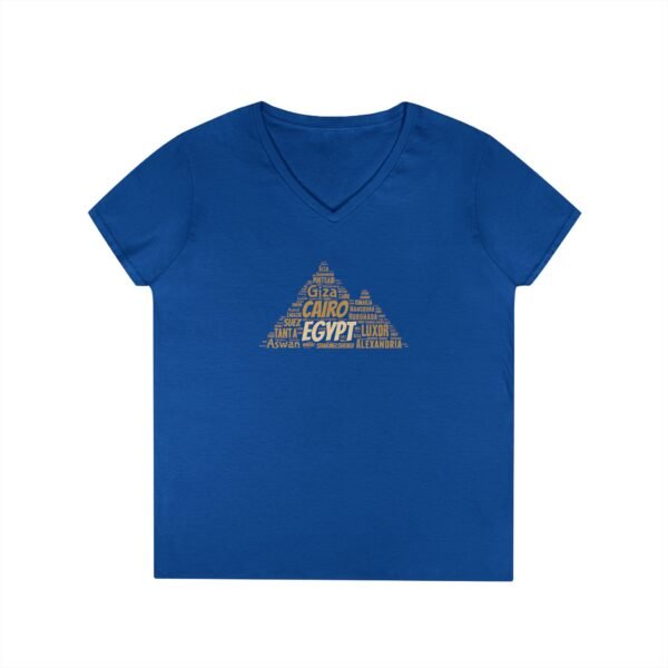 Egypt Pyramid Typography Women’s V-Neck T-Shirt – Egyptian Cities Design Small to 3XL