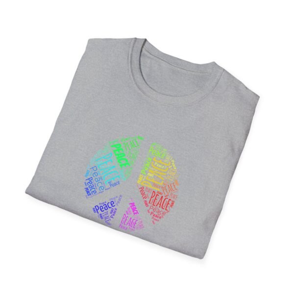 11552047463514263834_2048.jpeg Peace Sign T-Shirt – Colorful Word Art Design | Unisex Soft Cotton Tee Sizes XS to 5XL