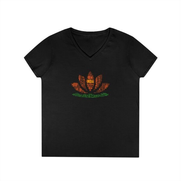 India Lotus Flower V-Neck – Women’s Fit | Sizes S–3XL | 100% Cotton