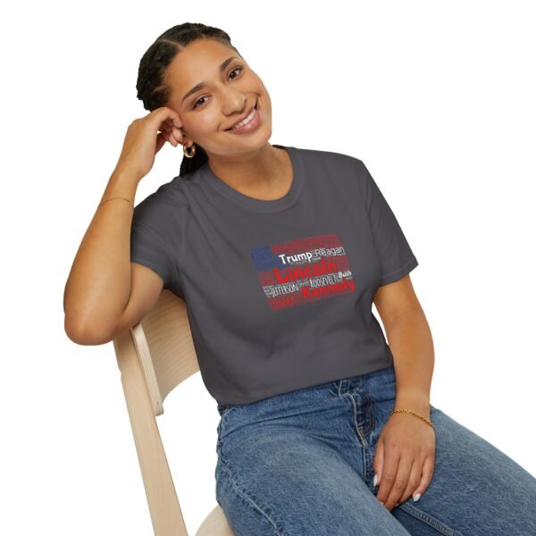 Patriotic American Flag Unisex T-Shirt Featuring U.S. Presidents' Surnames Sizes XS to 5XL