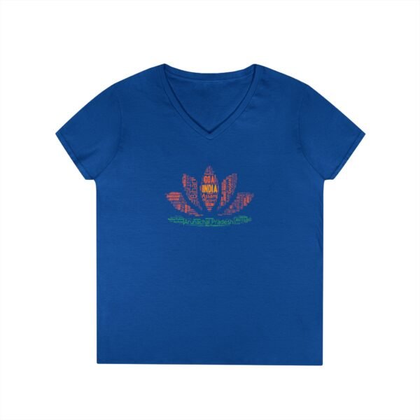 India Lotus Flower V-Neck – Women’s Fit | Sizes S–3XL | 100% Cotton