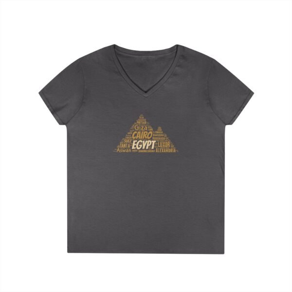 Egypt Pyramid Typography Women’s V-Neck T-Shirt – Egyptian Cities Design Small to 3XL