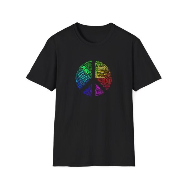 13331114989323261056_2048.jpeg Peace Sign T-Shirt – Colorful Word Art Design | Unisex Soft Cotton Tee Sizes XS to 5XL