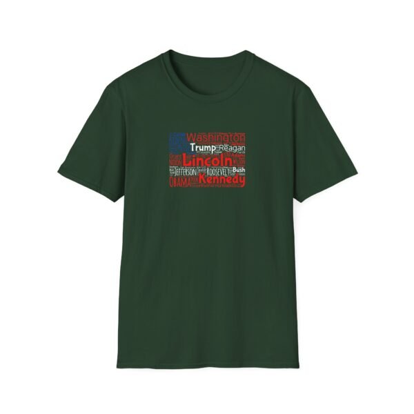 Patriotic American Flag Unisex T-Shirt Featuring U.S. Presidents' Surnames Sizes XS to 5XL