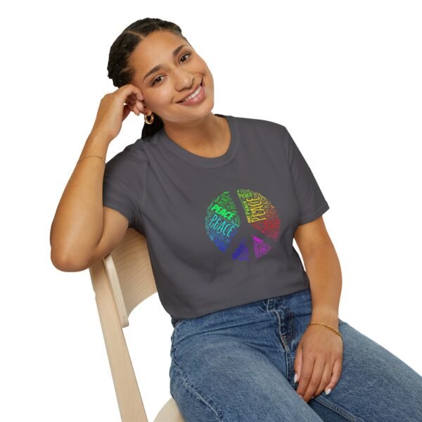 13882871354329932613_2048.jpeg Peace Sign T-Shirt – Colorful Word Art Design | Unisex Soft Cotton Tee Sizes XS to 5XL