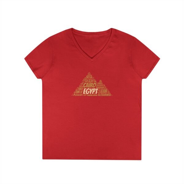 Egypt Pyramid Typography Women’s V-Neck T-Shirt – Egyptian Cities Design Small to 3XL