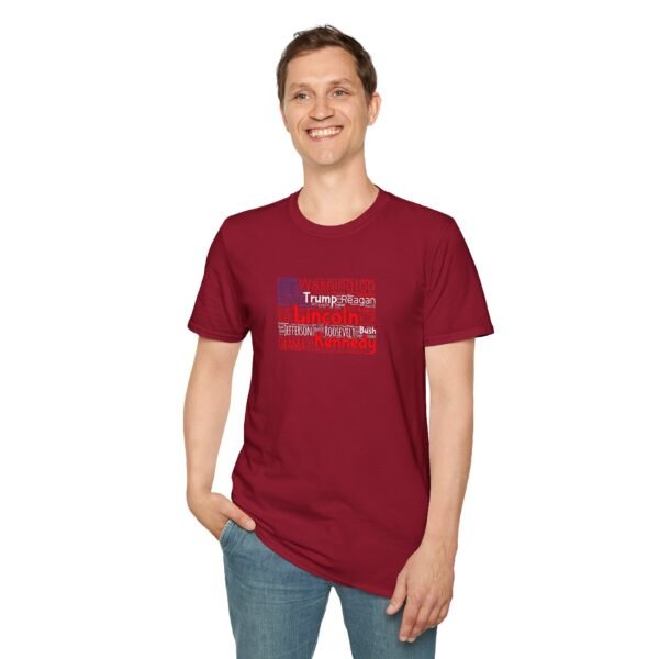 Patriotic American Flag Unisex T-Shirt Featuring U.S. Presidents' Surnames Sizes XS to 5XL