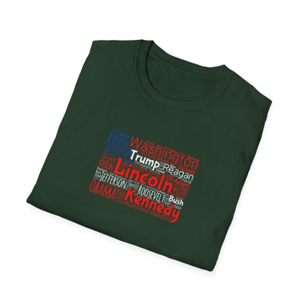 Patriotic American Flag Unisex T-Shirt Featuring U.S. Presidents' Surnames Sizes XS to 5XL