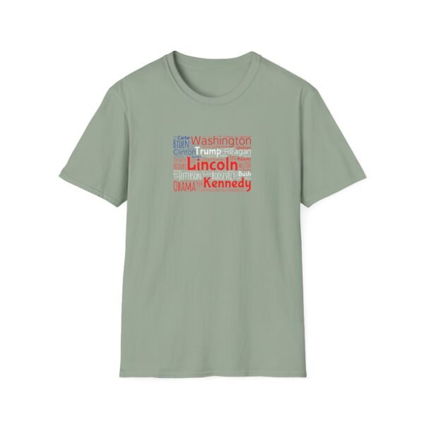 Patriotic American Flag Unisex T-Shirt Featuring U.S. Presidents' Surnames Sizes XS to 5XL