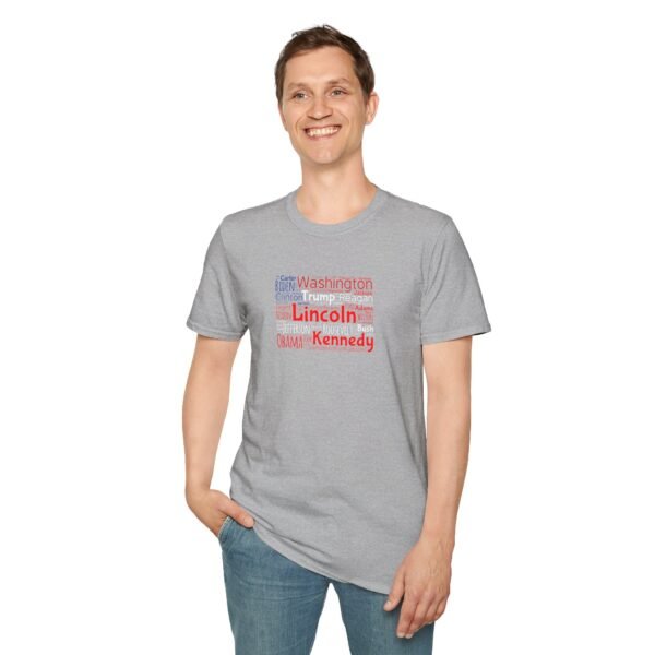 Patriotic American Flag Unisex T-Shirt Featuring U.S. Presidents' Surnames Sizes XS to 5XL