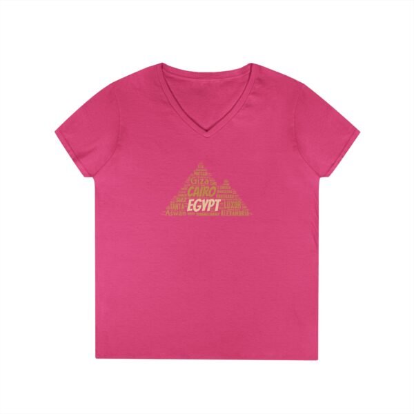 Egypt Pyramid Typography Women’s V-Neck T-Shirt – Egyptian Cities Design Small to 3XL