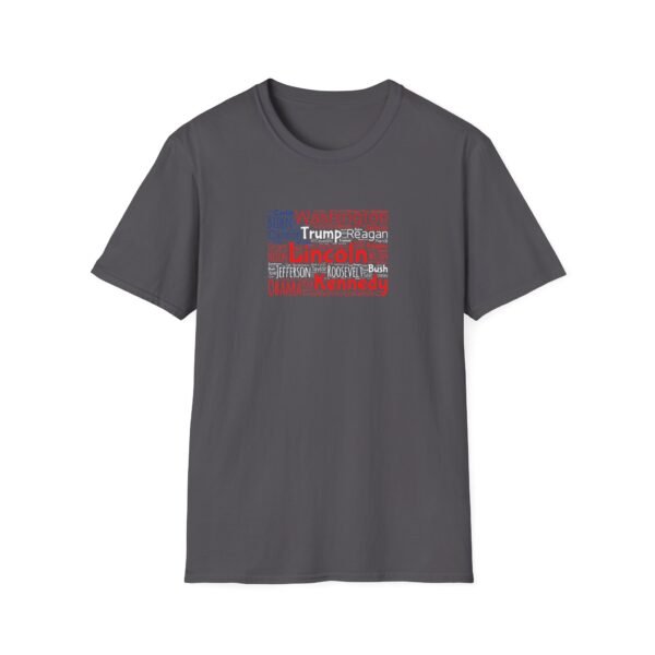 Patriotic American Flag Unisex T-Shirt Featuring U.S. Presidents' Surnames Sizes XS to 5XL