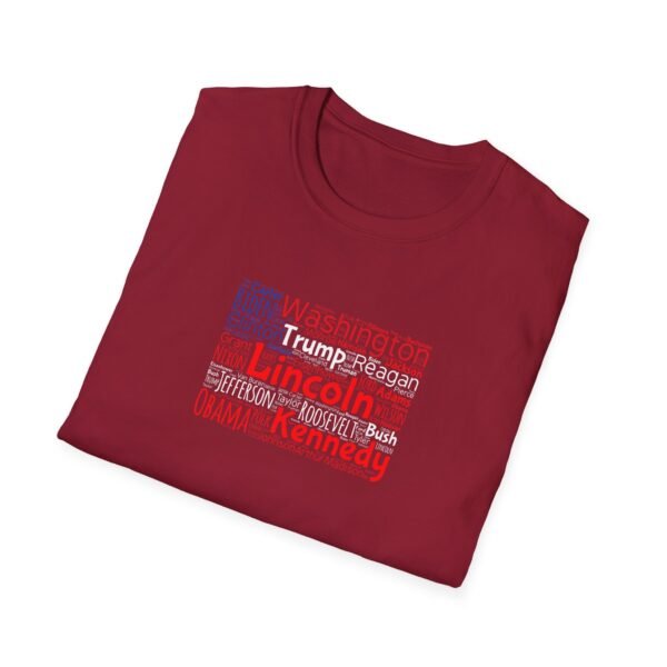 Patriotic American Flag Unisex T-Shirt Featuring U.S. Presidents' Surnames Sizes XS to 5XL