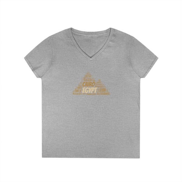 Egypt Pyramid Typography Women’s V-Neck T-Shirt – Egyptian Cities Design Small to 3XL