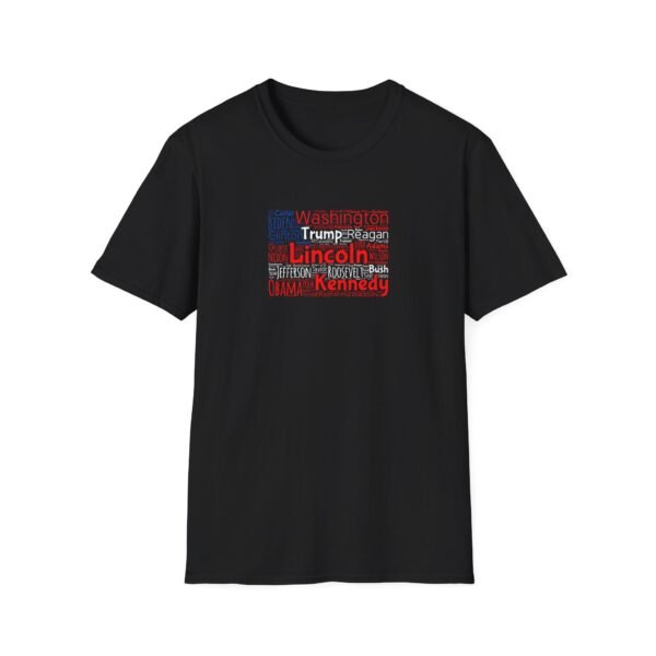 Patriotic American Flag Unisex T-Shirt Featuring U.S. Presidents' Surnames Sizes XS to 5XL