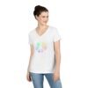 Women's V-Neck Peace Sign T-Shirt – Colorful Word Art Design | Soft Cotton Tee Sizes S to 3XL