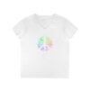 Women's V-Neck Peace Sign T-Shirt – Colorful Word Art Design | Soft Cotton Tee Sizes S to 3XL