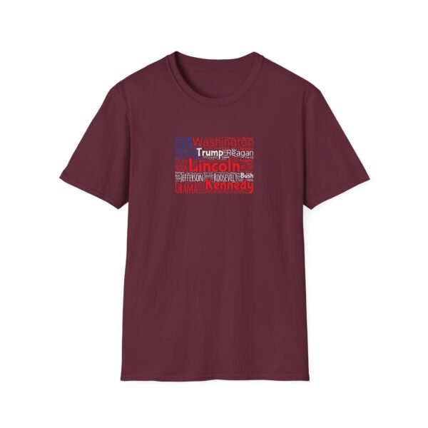 Patriotic American Flag Unisex T-Shirt Featuring U.S. Presidents' Surnames Sizes XS to 5XL