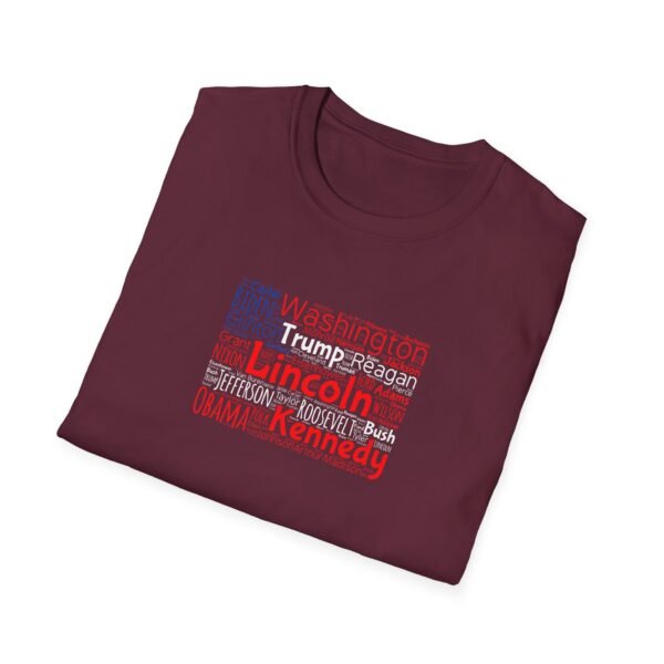 Patriotic American Flag Unisex T-Shirt Featuring U.S. Presidents' Surnames Sizes XS to 5XL