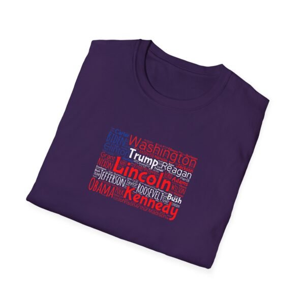 Patriotic American Flag Unisex T-Shirt Featuring U.S. Presidents' Surnames Sizes XS to 5XL
