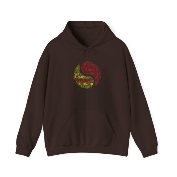 Yin Yang Chinese Cities Hoodie – Red and Yellow China Design Sizes S to 5XL