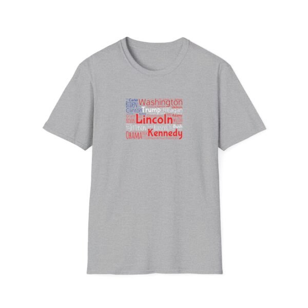Patriotic American Flag Unisex T-Shirt Featuring U.S. Presidents' Surnames Sizes XS to 5XL