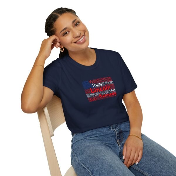 Patriotic American Flag Unisex T-Shirt Featuring U.S. Presidents' Surnames Sizes XS to 5XL