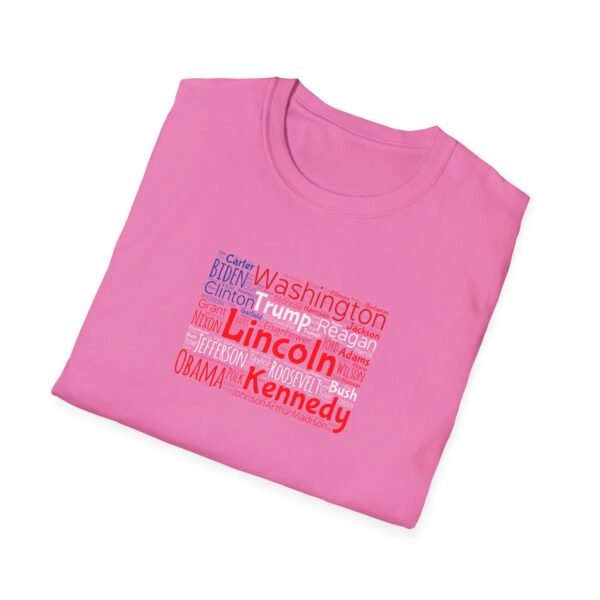 Patriotic American Flag Unisex T-Shirt Featuring U.S. Presidents' Surnames Sizes XS to 5XL
