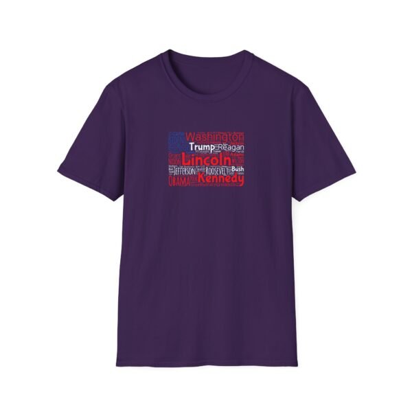 Patriotic American Flag Unisex T-Shirt Featuring U.S. Presidents' Surnames Sizes XS to 5XL