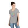 Women's V-Neck Peace Sign T-Shirt – Colorful Word Art Design | Soft Cotton Tee Sizes S to 3XL