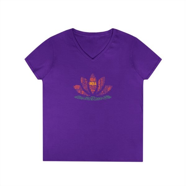 India Lotus Flower V-Neck – Women’s Fit | Sizes S–3XL | 100% Cotton