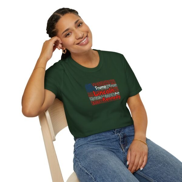Patriotic American Flag Unisex T-Shirt Featuring U.S. Presidents' Surnames Sizes XS to 5XL