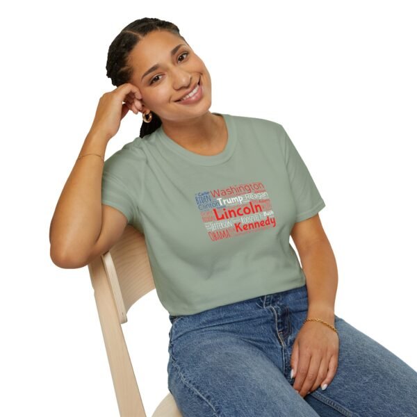 Patriotic American Flag Unisex T-Shirt Featuring U.S. Presidents' Surnames Sizes XS to 5XL