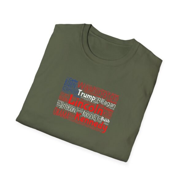Patriotic American Flag Unisex T-Shirt Featuring U.S. Presidents' Surnames Sizes XS to 5XL