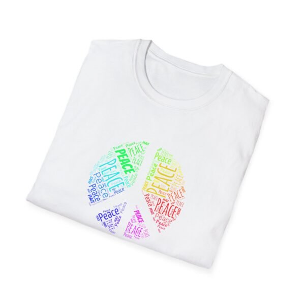 9979214836135224495_2048.jpeg Peace Sign T-Shirt – Colorful Word Art Design | Unisex Soft Cotton Tee Sizes XS to 5XL