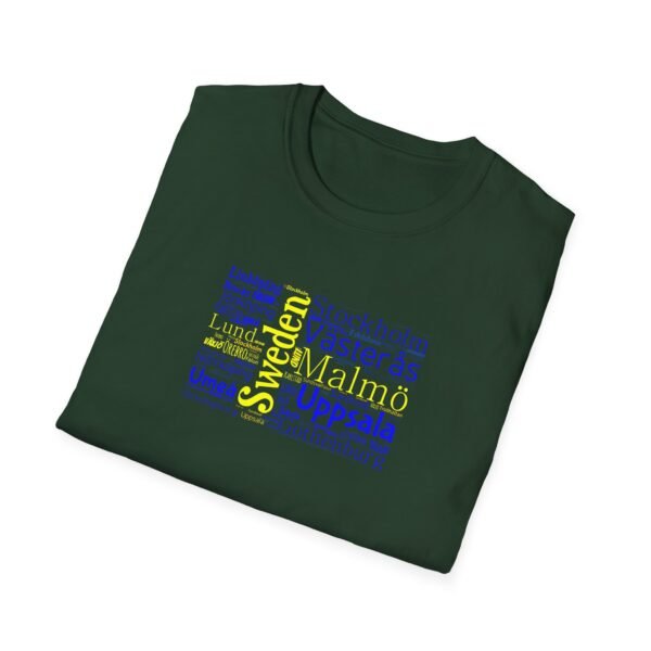 Swedish Flag City Names T-Shirt – Unisex Tee Representing Sweden Sizes XS to 5XL