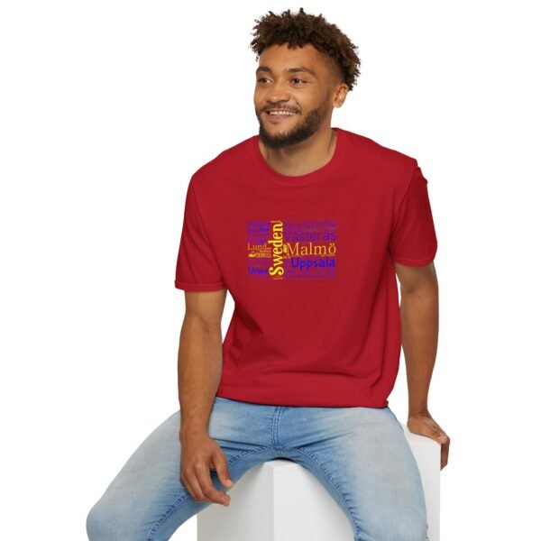 Swedish Flag City Names T-Shirt – Unisex Tee Representing Sweden Sizes XS to 5XL