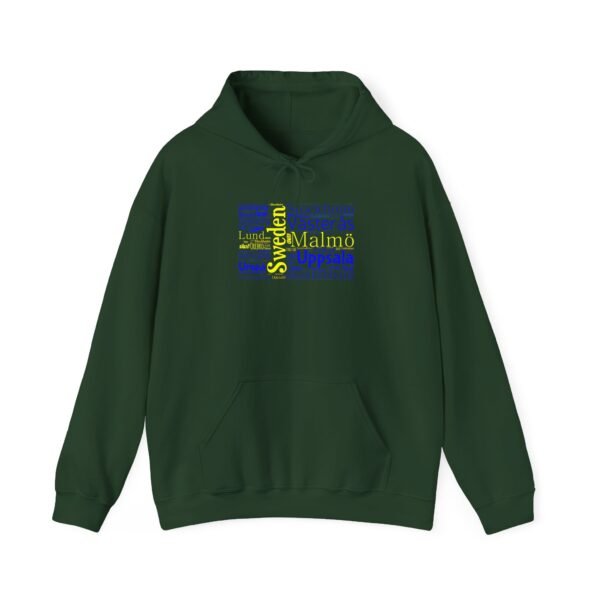 Sweden Flag Cities Hoodie – Cozy Unisex Sweatshirt Featuring Swedish Cities Sizes S to 5XL