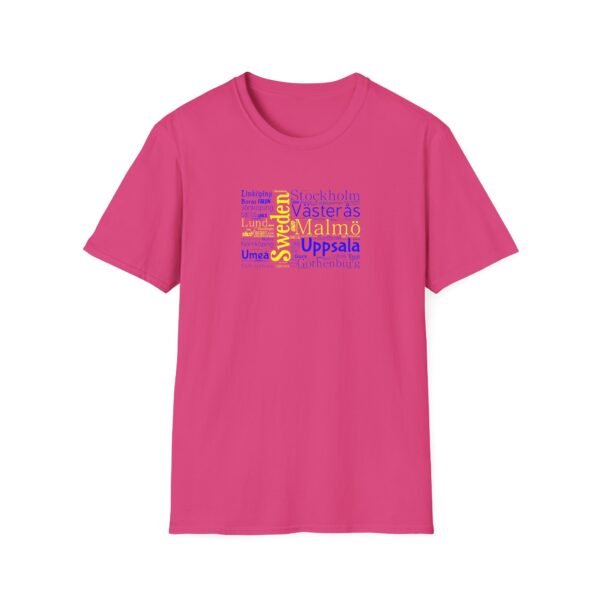 Swedish Flag City Names T-Shirt – Unisex Tee Representing Sweden Sizes XS to 5XL