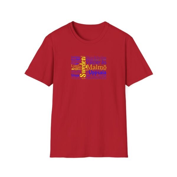 Swedish Flag City Names T-Shirt – Unisex Tee Representing Sweden Sizes XS to 5XL