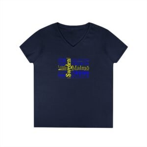 Women’s Sweden Flag V-Neck – Stylish Tee with Swedish Cities Design Sizes S to 3XL