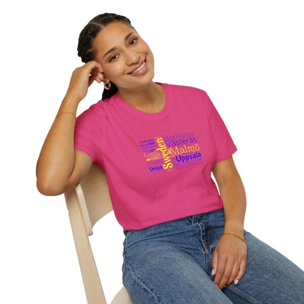 Swedish Flag City Names T-Shirt – Unisex Tee Representing Sweden Sizes XS to 5XL