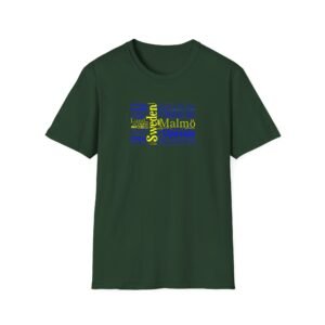 Swedish Flag City Names T-Shirt – Unisex Tee Representing Sweden Sizes XS to 5XL