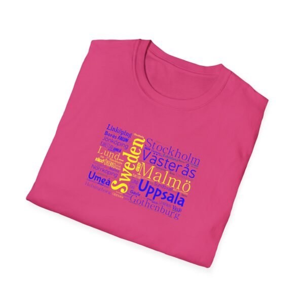 Swedish Flag City Names T-Shirt – Unisex Tee Representing Sweden Sizes XS to 5XL